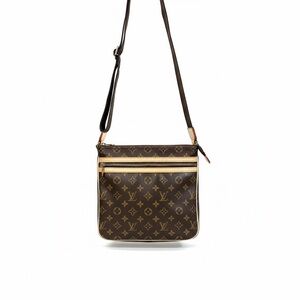 LV Styled Brown Crossbody Bag with Tan Accents